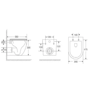 Унитаз подвесной DQ Tornado Grimm DT1386516 белый